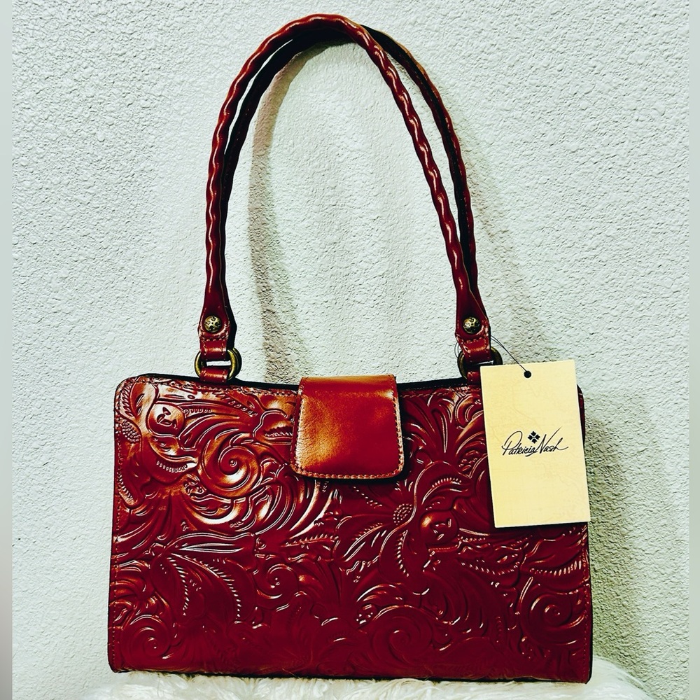 Patricia Nash Embossed Leather Shoulder Bag Tooled Collection Brown Renzo NWT